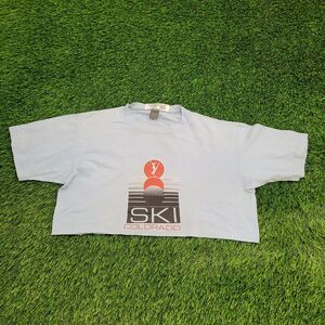 Vintage 80s Jerzees Crop Shirt Womens Large 22x15 Colorado